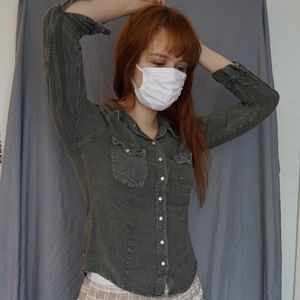 Dark sage green long sleeve button up